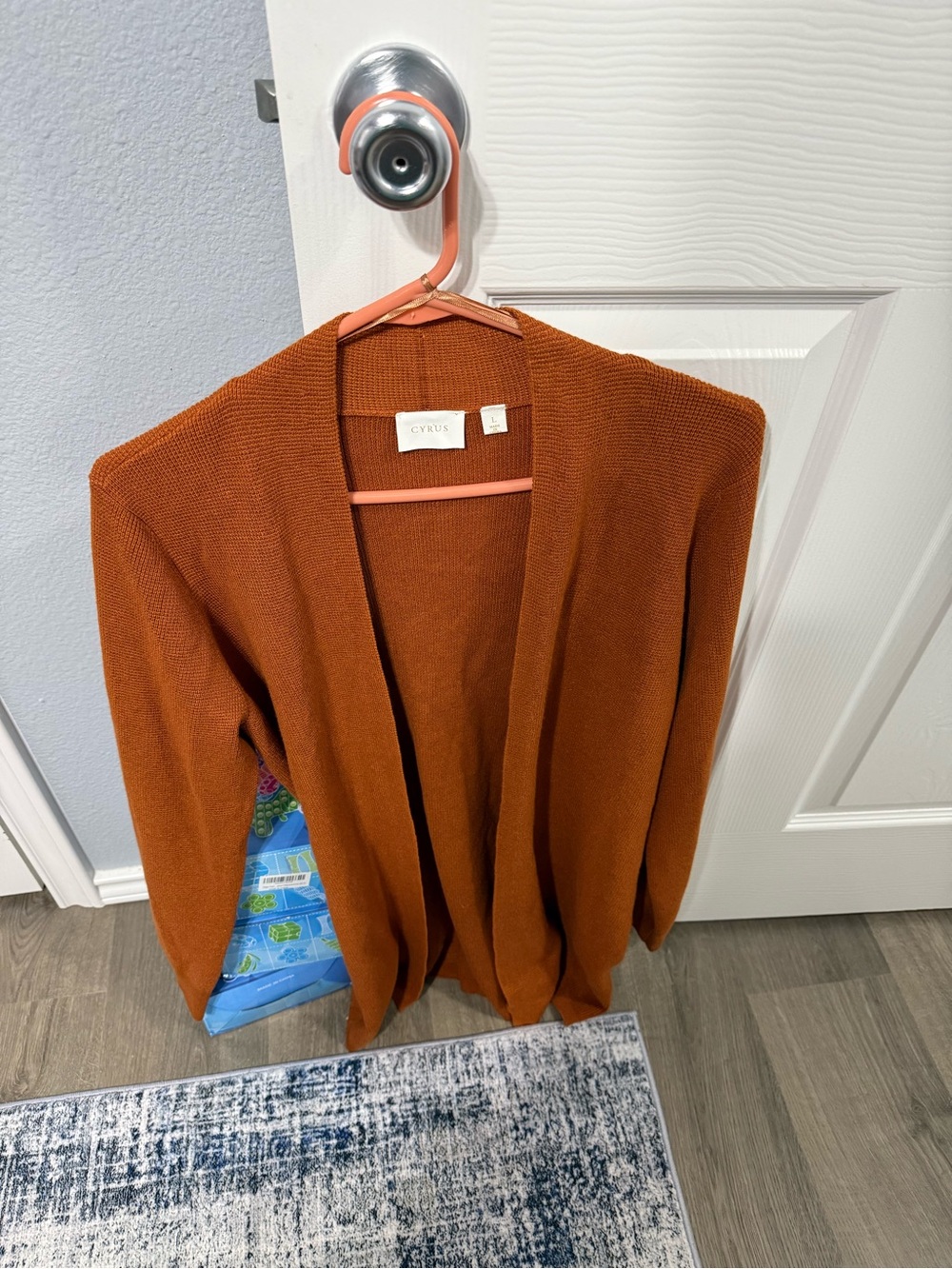 Cyrus Open-Front Cardigan in Rust